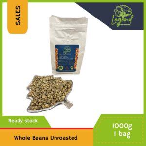 Legend: Green (raw) colombian coffee from Huila
